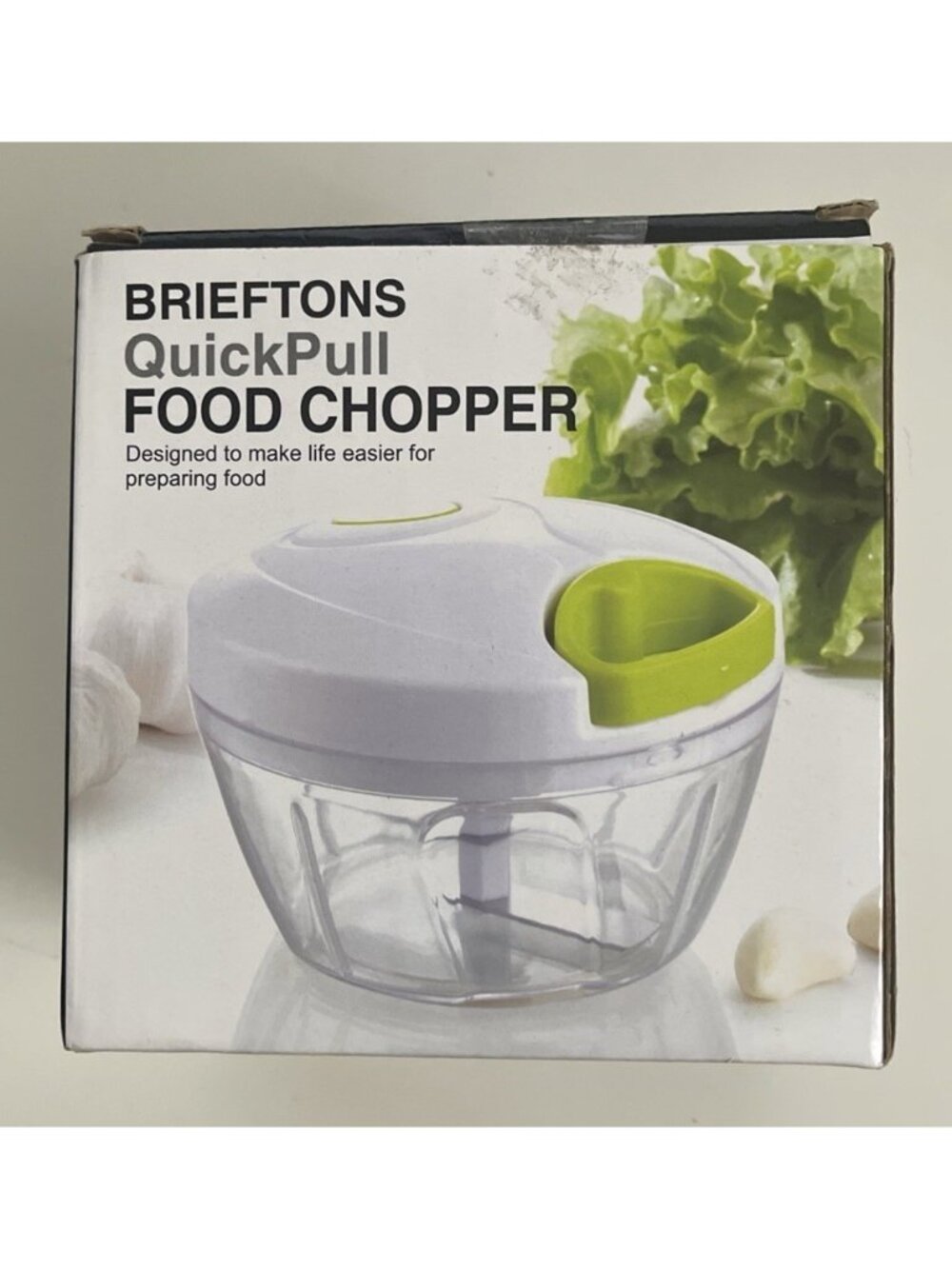 Brieftons Manual Food Chopper, Compact & Powerful Hand Pull 2-Cup, White